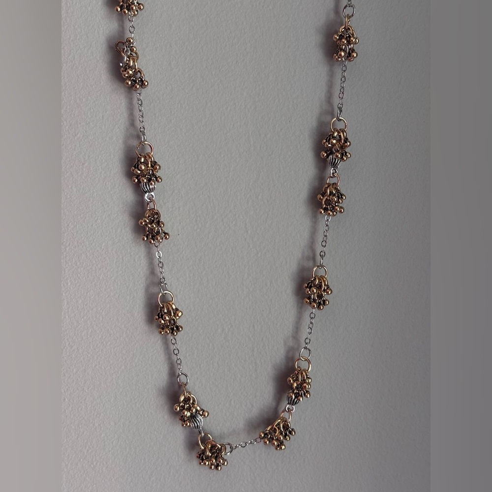 Chic Floral Theme Gold Silver Necklace